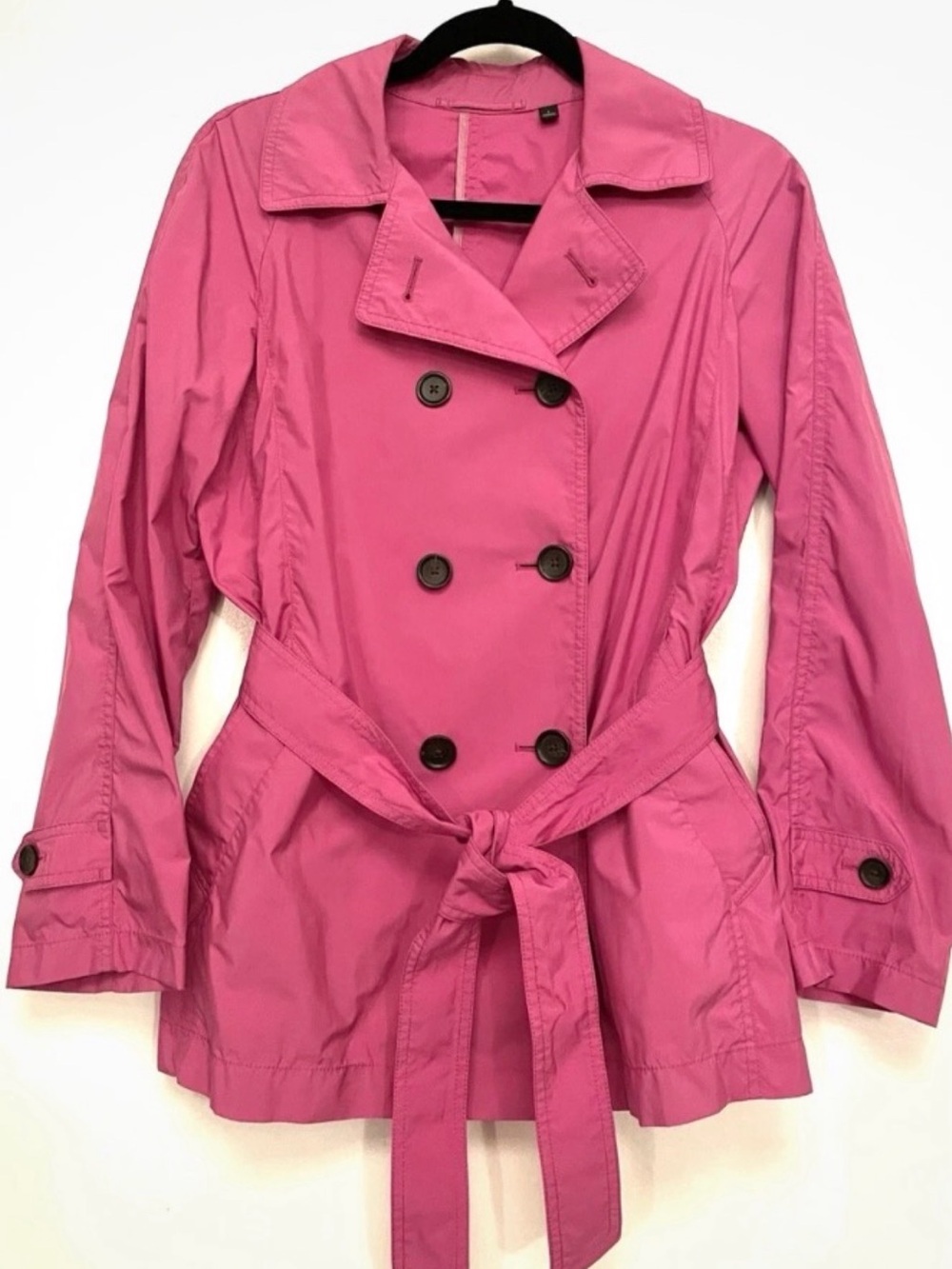 Uniqlo Fuchsia Double-Breasted Trench Coat with Tie Belt